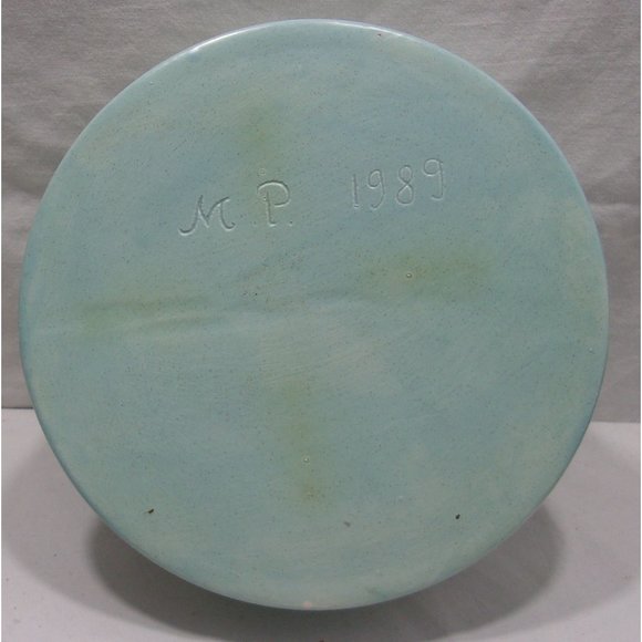 Lidded Turquoise Glazed Ceramic Catch-All Jewelry/Trinket Dish Box 7" - Picture 4 of 9